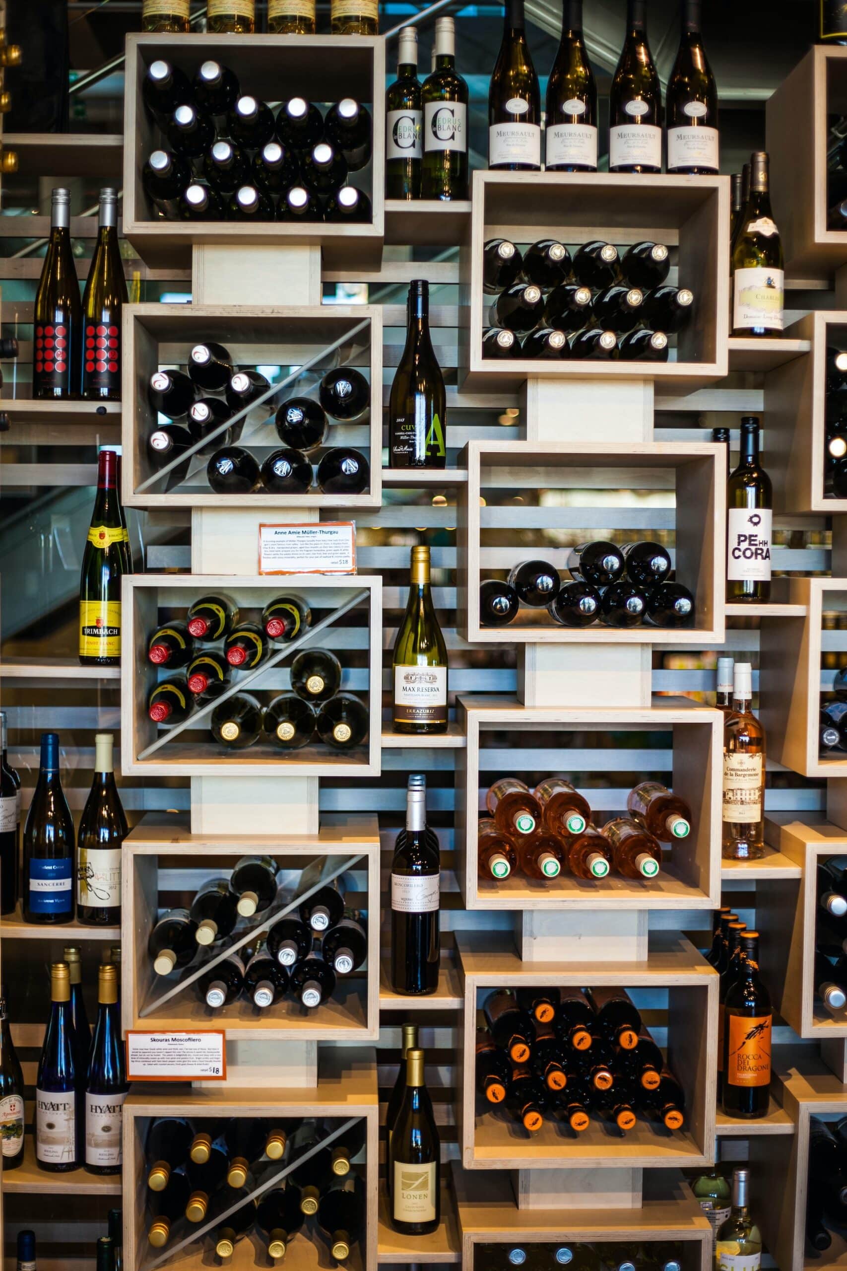 wines on display